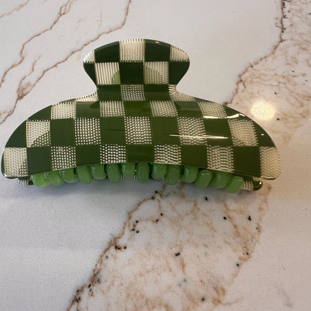 Machete Green Checkered Hair Claw Clip